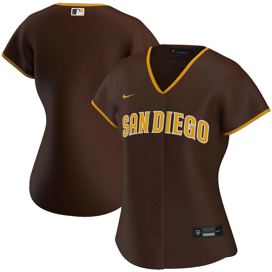 Womens San Diego Padres Nike Brown Road Replica Team MLB Jerseys->women mlb jersey->Women Jersey